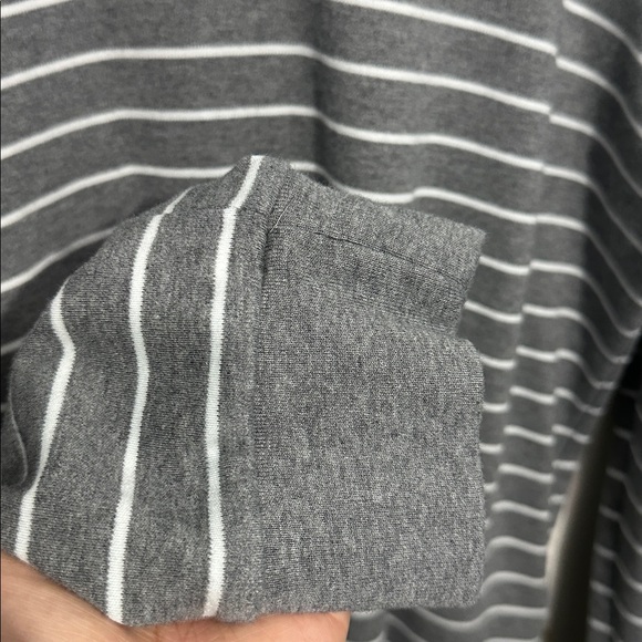 Polo by Ralph Lauren Men Long Sleeve Gray White Stripe Polo Shirt Navy Logo XL - Picture 6 of 6